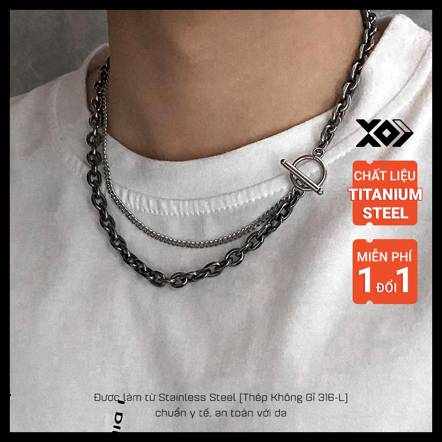 Vòng Cổ Thép Không Gỉ Titanum Steel 2 Lớp Cool Ngầu - Dây Chuyền Thép Titan Phong Cách StreetStyle