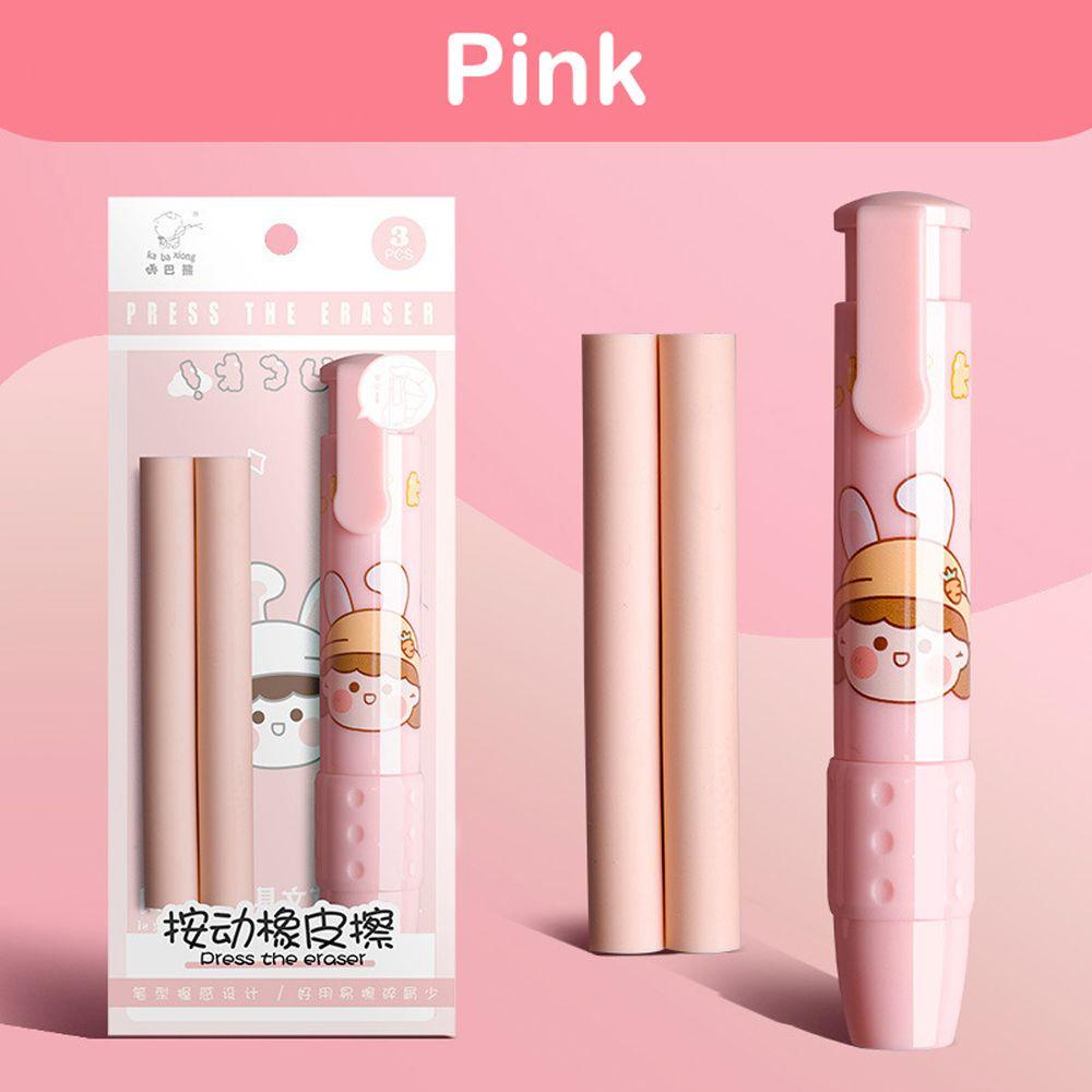 1 Bộ Gôm Tẩy Dạng Nhấn Kèm Lõi Thay Thế Tiện Dụng Cho Trường Học / Văn Phòng