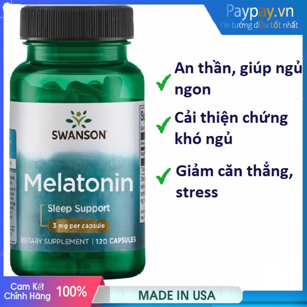 Viên uống hỗ trợ giấc ngủ giúp ngủ ngon Melatonin 3mg 120 Viên