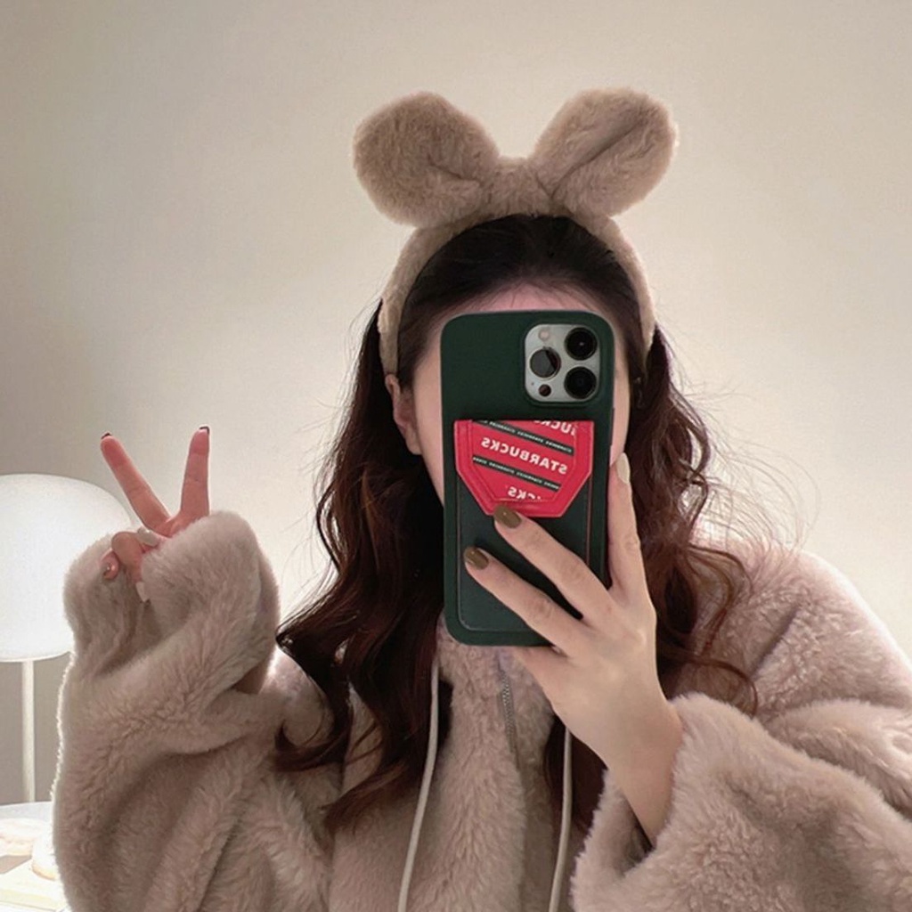 Băng Đô Tai Thỏ Lông Xù Đáng Yêu Mềm Mại Cho Nữ