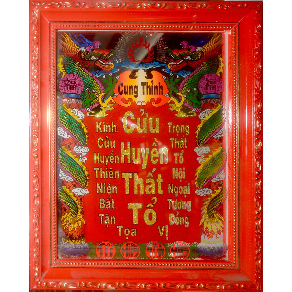Khung ảnh đỏ thờ Cửu Huyền Thất Tổ-Nhiều Mẫu