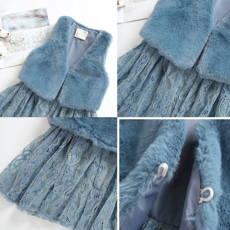Áo khoác vest có ren thời trang mùa đông cho bé gái