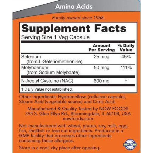 Giải Độc Gan | Now Foods N-Acetyl-Cysteine NAC 600mg | Tăng Cường Chức Năng Gan  - Chính hãng Mỹ
