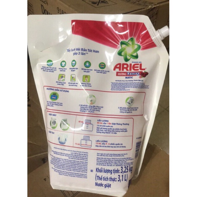 Nước Giặt Ariel Hương Downy Đậm Đặc Sạch Nhanh Túi 3.2kg