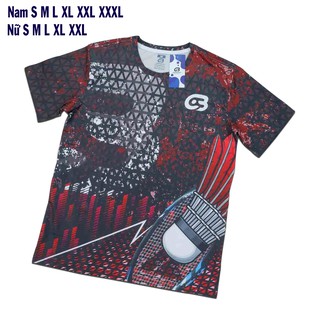 Áo cầu lông cabasport họa tiết 3d trái cầu Nam Nữ Đỏ
