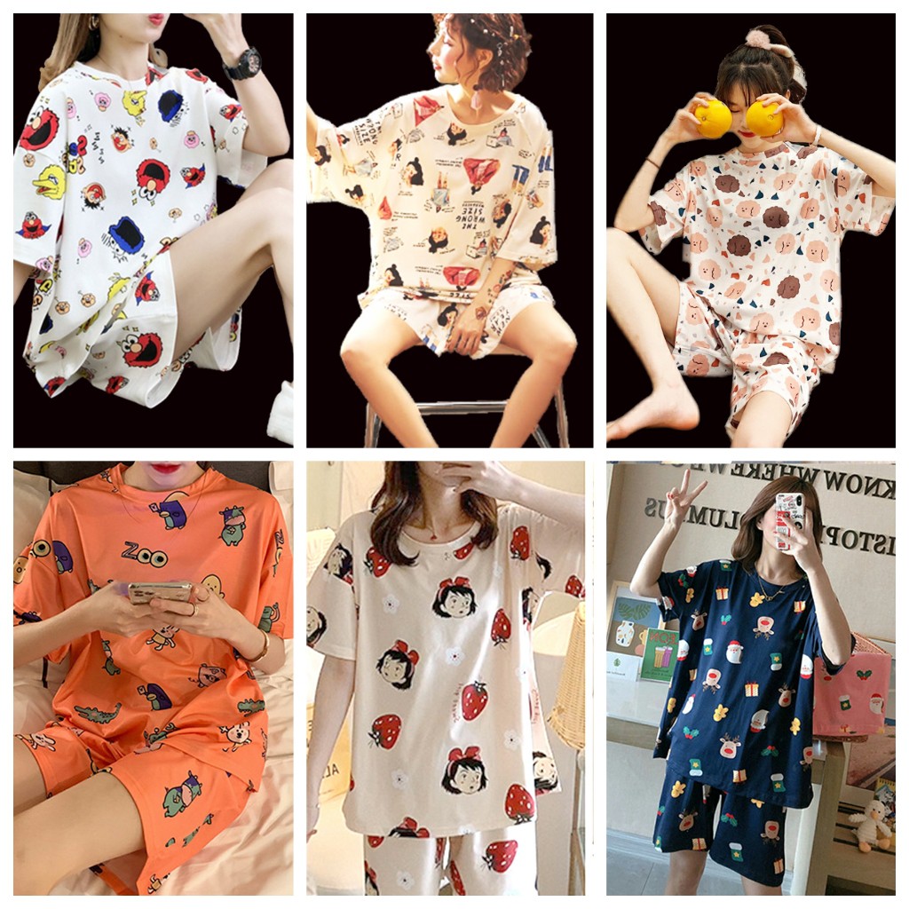 Đồ Bộ Nữ Nikendo, Áo Thun Tay Lỡ + Quần Đùi Cotton Nữ CCO4