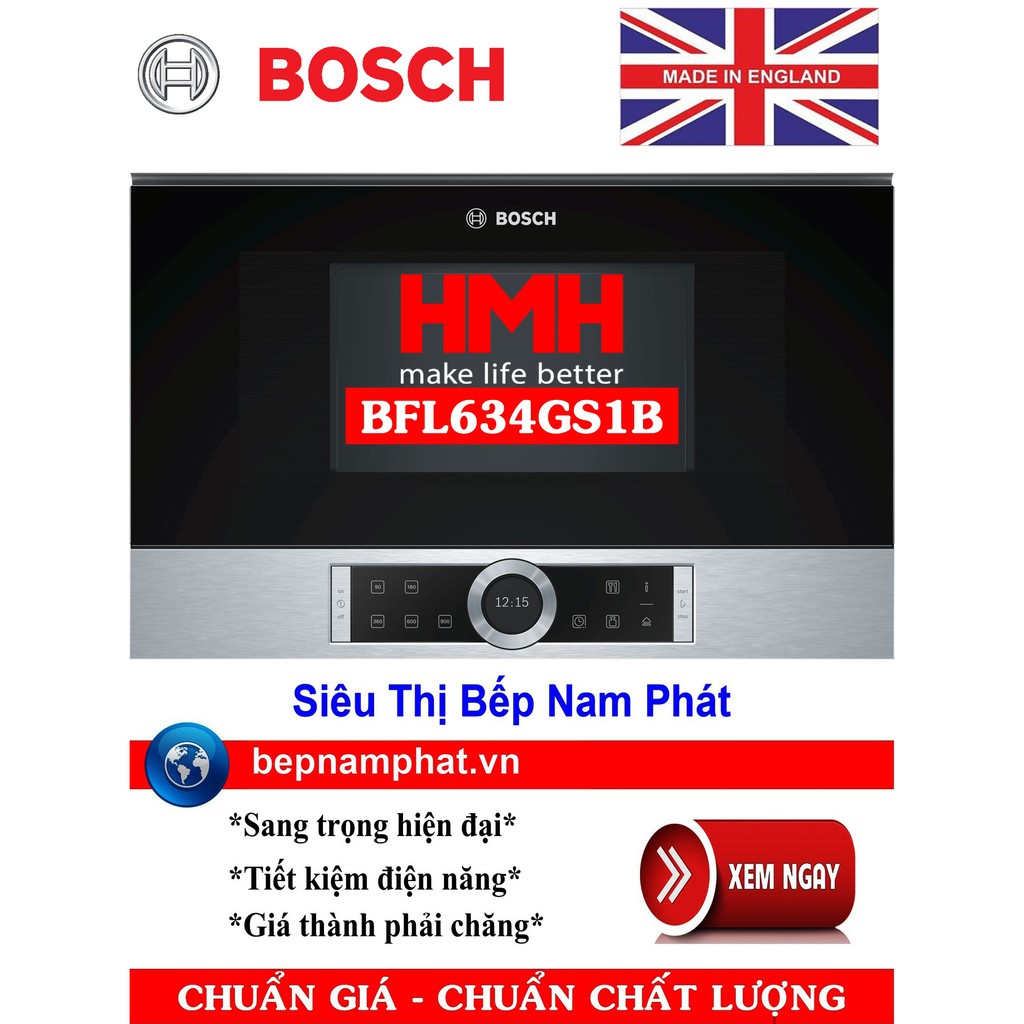 Lò vi sóng lắp âm tủ Bosch HMH.BFL634GS1B nhập khẩu Anh