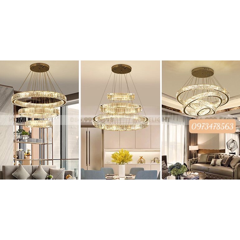 Đèn Chùm Thả Trần 3 Vòng Bản Phale Dày,Khiển Từ Xa,Kích Thước 30x50x70,Trang Trí Phòng Khách,Ngủ Bếp Ăn,Mã G12