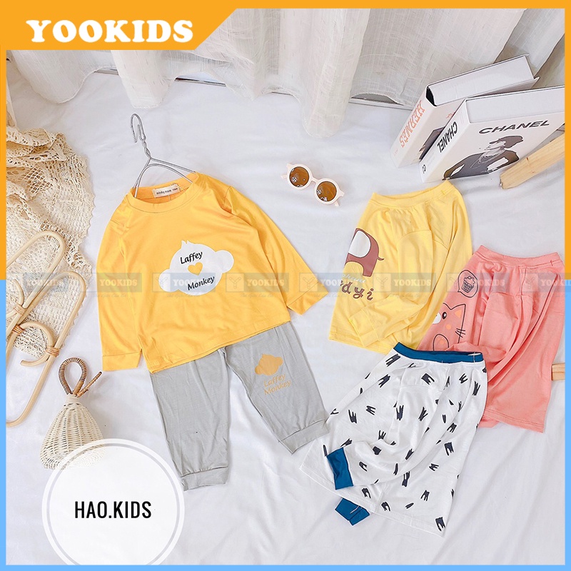 Bộ dài tay cho bé YOOKIDS chất thun lạnh mềm loại 1, Bộ thu đông cho bé trai bé gái 1 2 3 4 5 tuổi