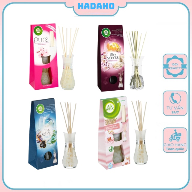 Bộ Que gỗ khuếch tán Tinh dầu Air wick,Lọ tinh dầu khuếch tán, Khuếch tán Tinh dầu Que Gỗ Mây Khử mùi 30ml