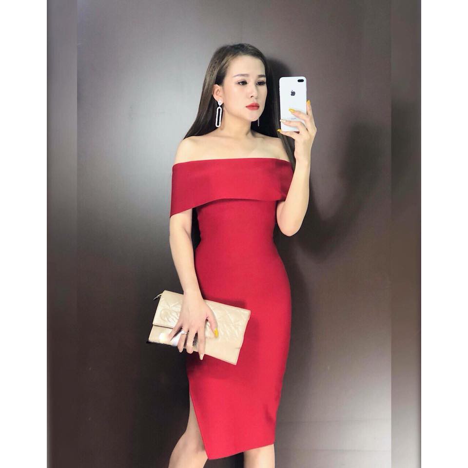 Đầm body  trễ vai