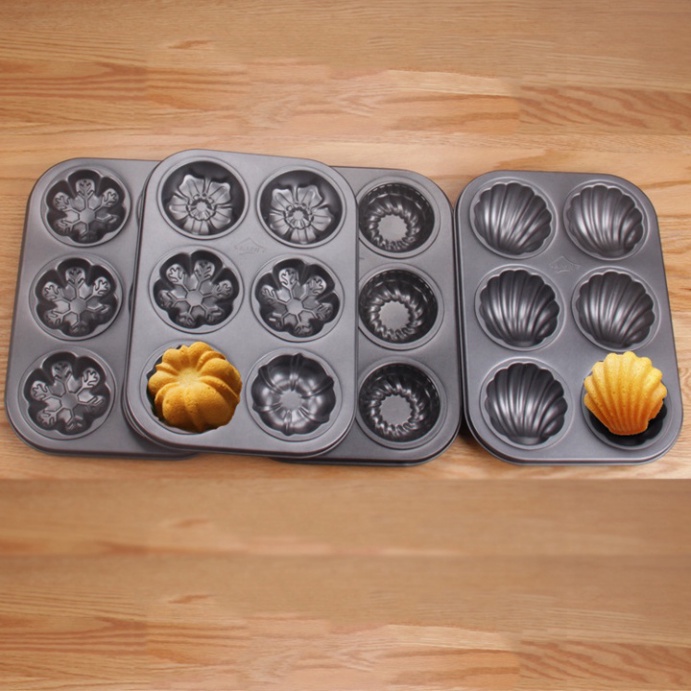 Khuôn nướng bánh cupcake, muffin, rau câu 6 ô loại to dày - T0184