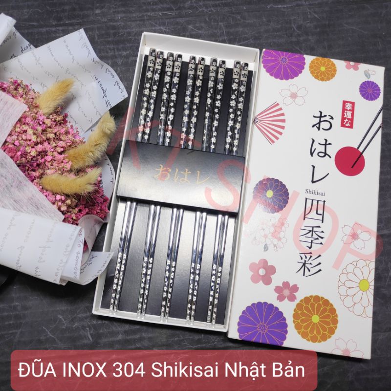 [BỘ 5 ĐÔI ĐŨA INOX 304 SHIKISAI ( HÀNG NỘI ĐỊA NHẬT)