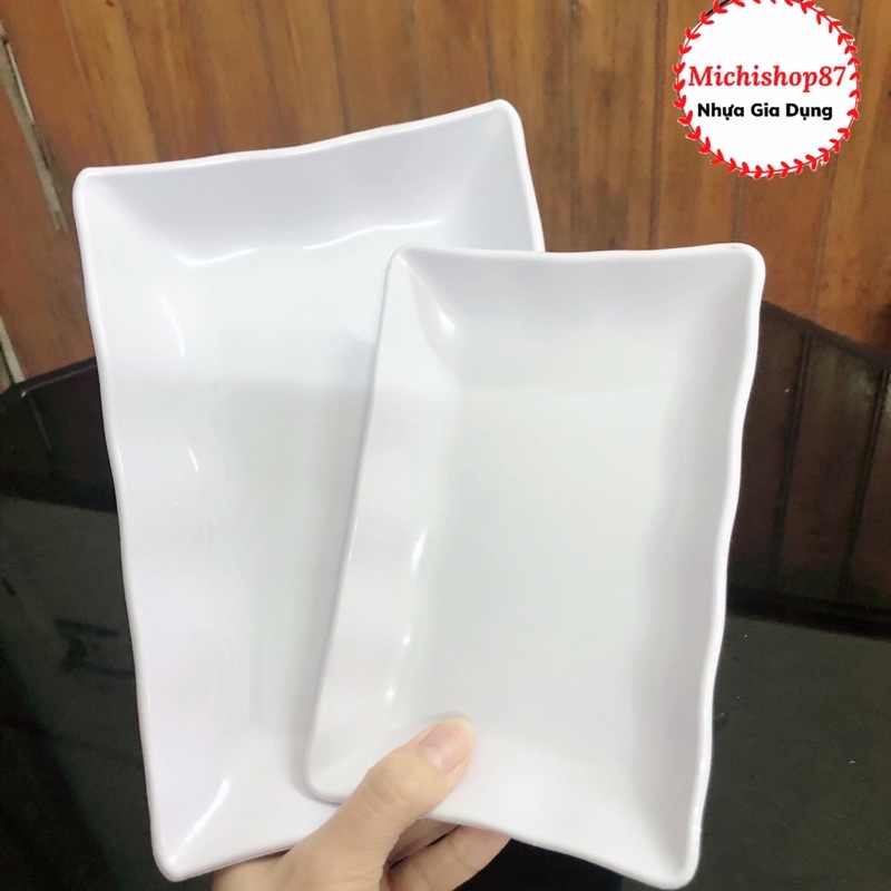 Đĩa Nhựa Phíp Chữ Nhật 2 Size Nhựa Việt Nhật CHịu Chịu Cao, Đĩa Phíp Đựng Hoa Quả, Bánh Kẹo Bền Đẹp