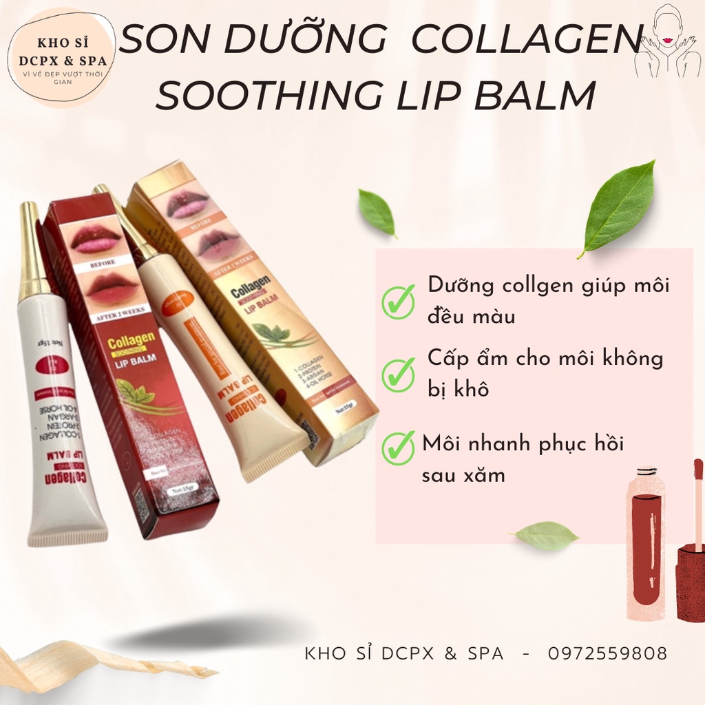 Dưỡng môi sau xăm collgen cam kết từ thiên nhiên không chì