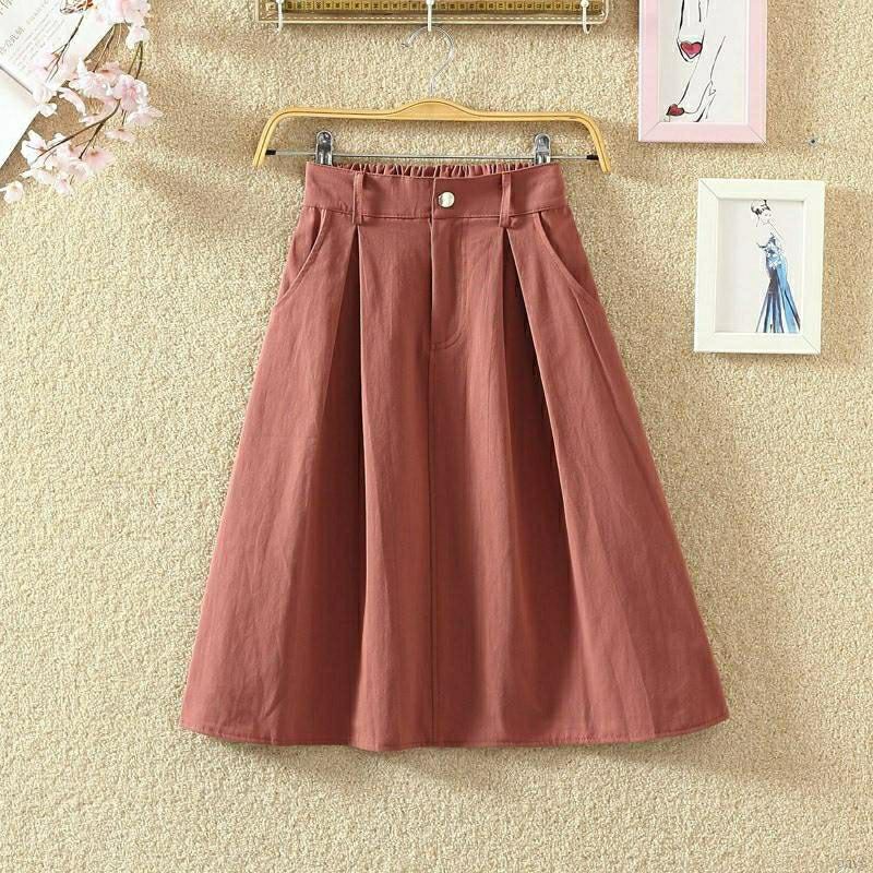 #910 Chân váy xoè thô hè cúc bấm dài qua gối Quảng Châu