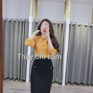 Áo sơ mi nơ cổ cách điệu