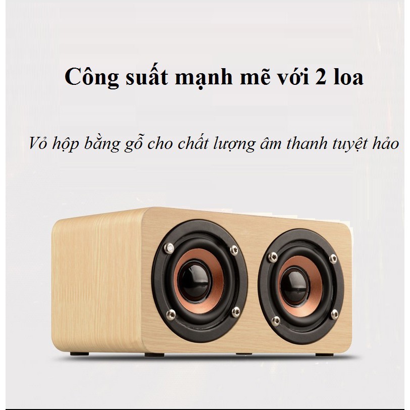 Loa bluetooth vỏ gỗ cao cấp thiết kế 2 loa cực đỉnh, dung lượng pin Lớn sử dụng đến 8H công suất 10W Bảo hành 12 Tháng