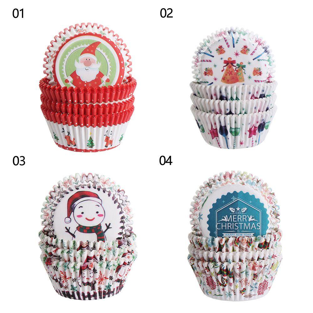 Set 100 Cốc Giấy Làm Bánh Cupcake Chủ Đề Giáng Sinh