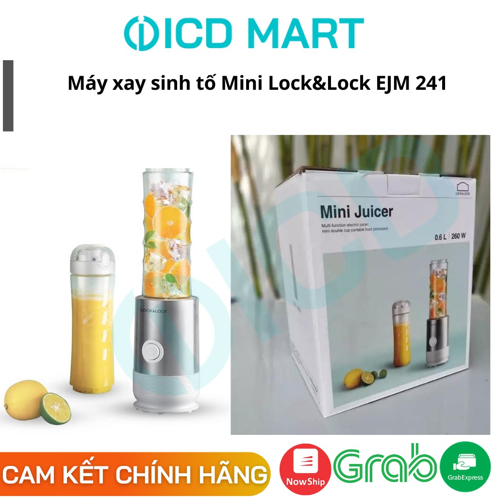 [thanh lí hàng trưng bày] Xay sinh tố MINI LOCK&amp;LOCK-EJM241-0.6L, 1 máy kèm 2 bình nhựa detox