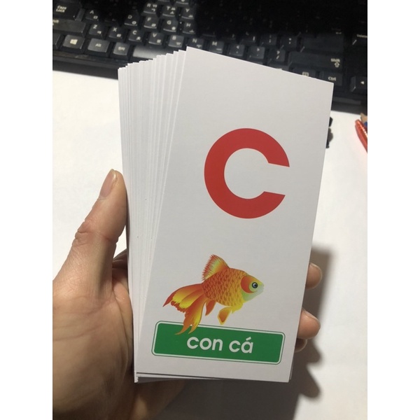 Bộ thẻ học chữ cái và số loại lớn gồm 40 thẻ, thẻ học flash card cho bé 4-6 tuổi