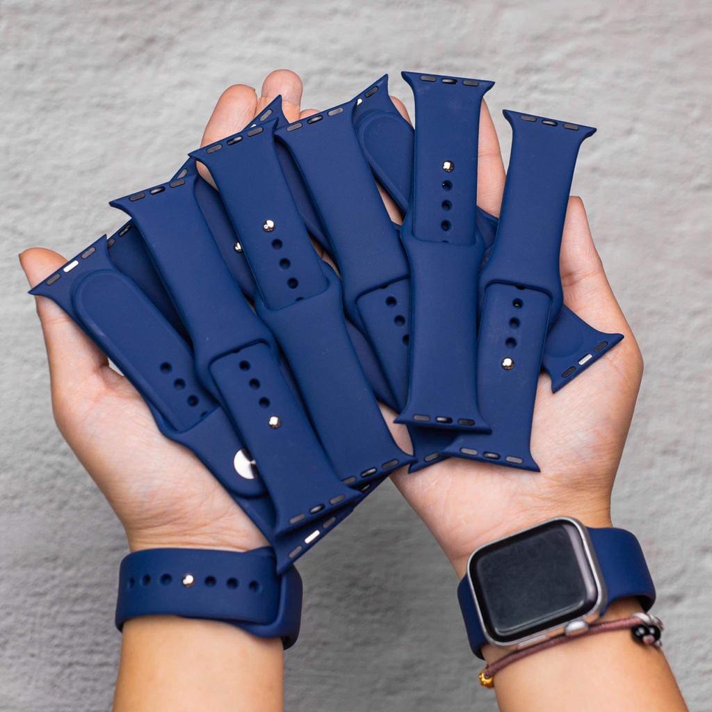 Dây silicon màu xanh navy dành cho AppIe Watch đồng hồ thông minh iWatch Series 1/2/3/4/5/6/SE size 38mm 40mm 42mm 44mm