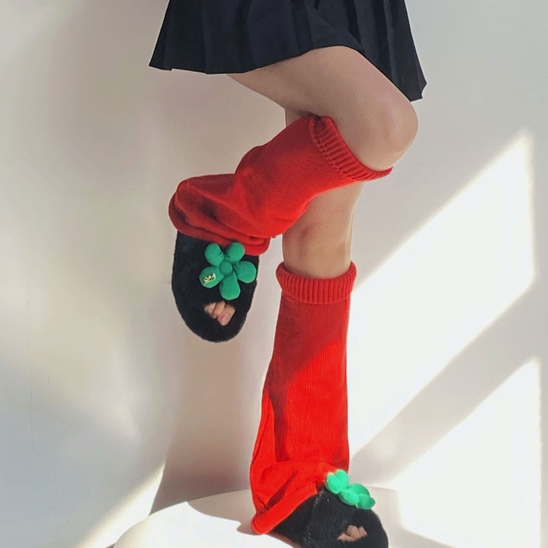 Xixi Vớ Ống Loe Dài Màu Trơn Giữ Ấm Chân Dành Cho Nữ