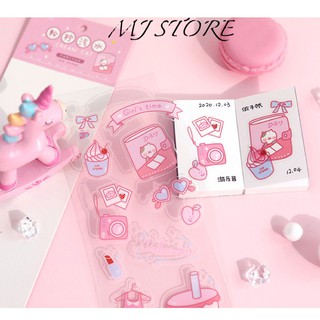 Sticker Cream cat cute PET - mjstore