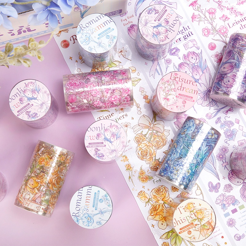 Ông Giấy 4 Băng Hoa Phim Hoạt Hình Dễ Thương Retro Cây PET Băng Nhật Ký Tươi Trẻ Nhỏ Sổ Tay Sổ Tay Tài Liệu Tự Làm Trang Trí Văn Phòng Phẩm Nhãn Dán Băng