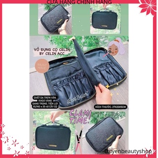 Bao Da vỏ túi Đựng Cọ Celin Khoá Vàng Cao Cấp Chuyên Nghiệp Chống nước kèm túi lưới
