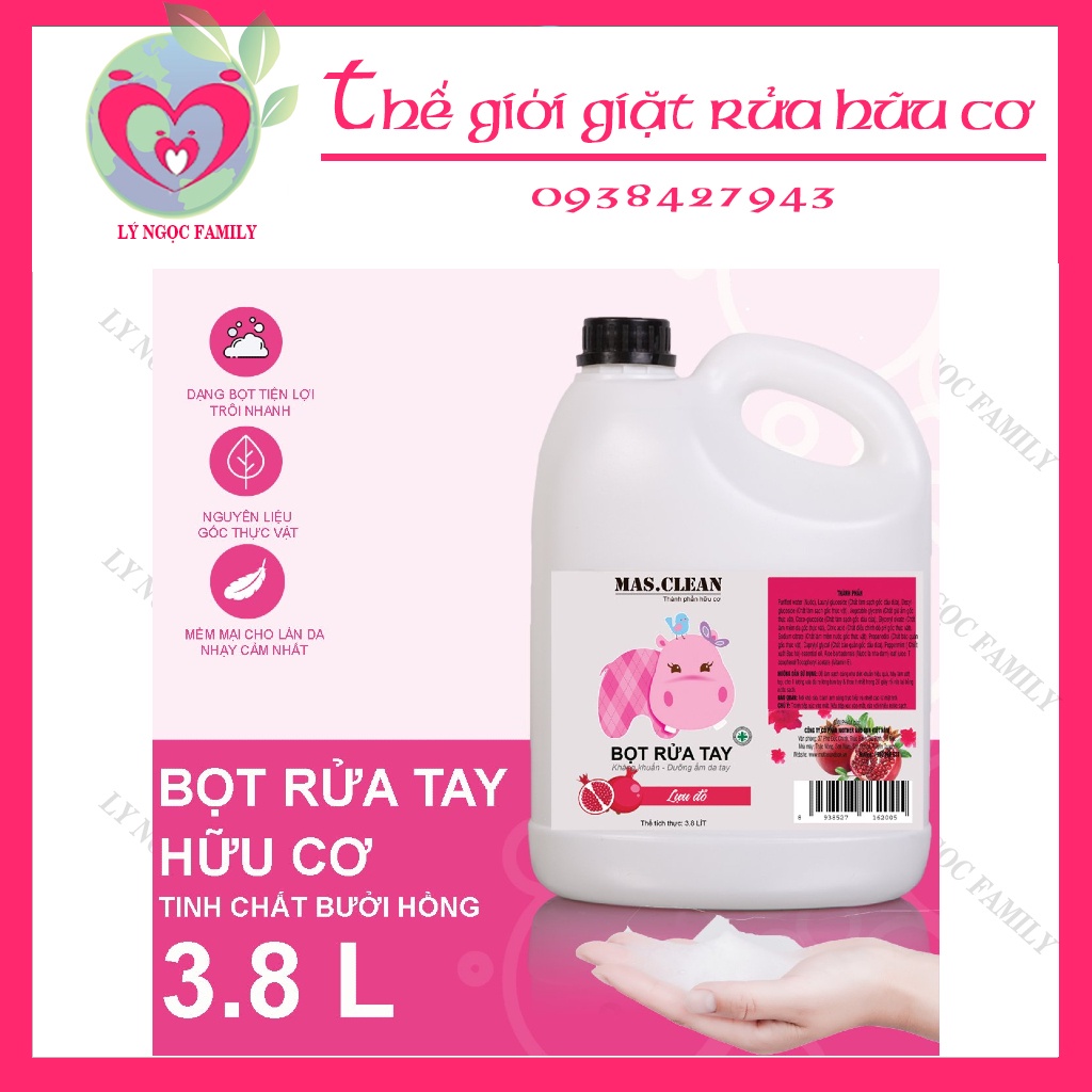 Nước rửa tay bọt Mas.Clean - can 3.8L tiết kiệm