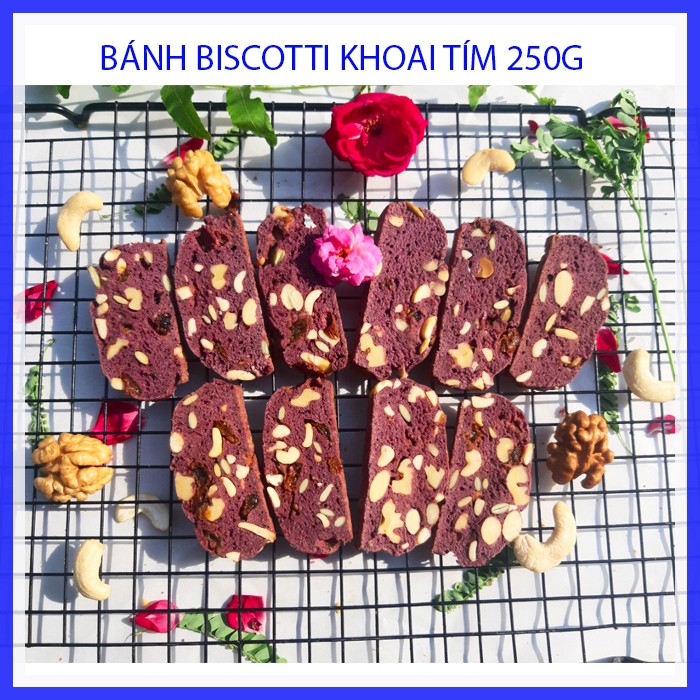Bánh Biscotti khoai lang tím nguyên cám ăn kiêng 250G
