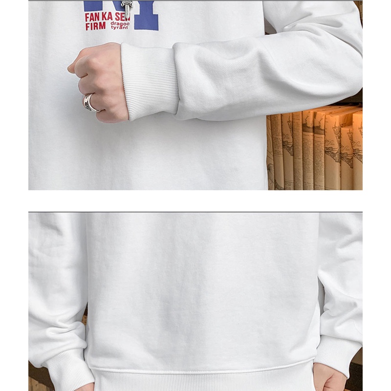 Áo nỉ dài tay cổ tròn in họa tiết thời trang cho nam size M-4XL