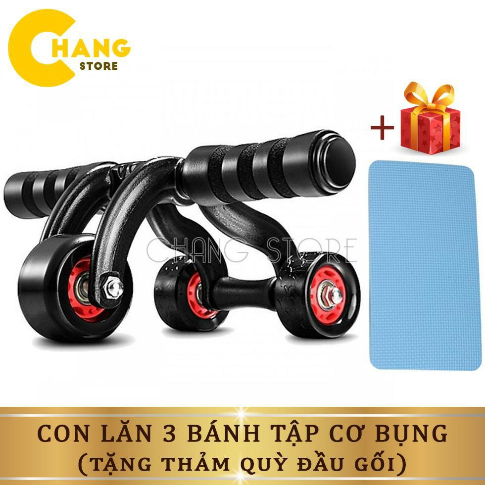 [Mã FAMAYMA giảm 10K đơn 50K] Con Lăn 3 Bánh Tập Cơ Bụng Gọn Nhẹ, Dễ Sử Dụng + Tặng Kèm Thảm