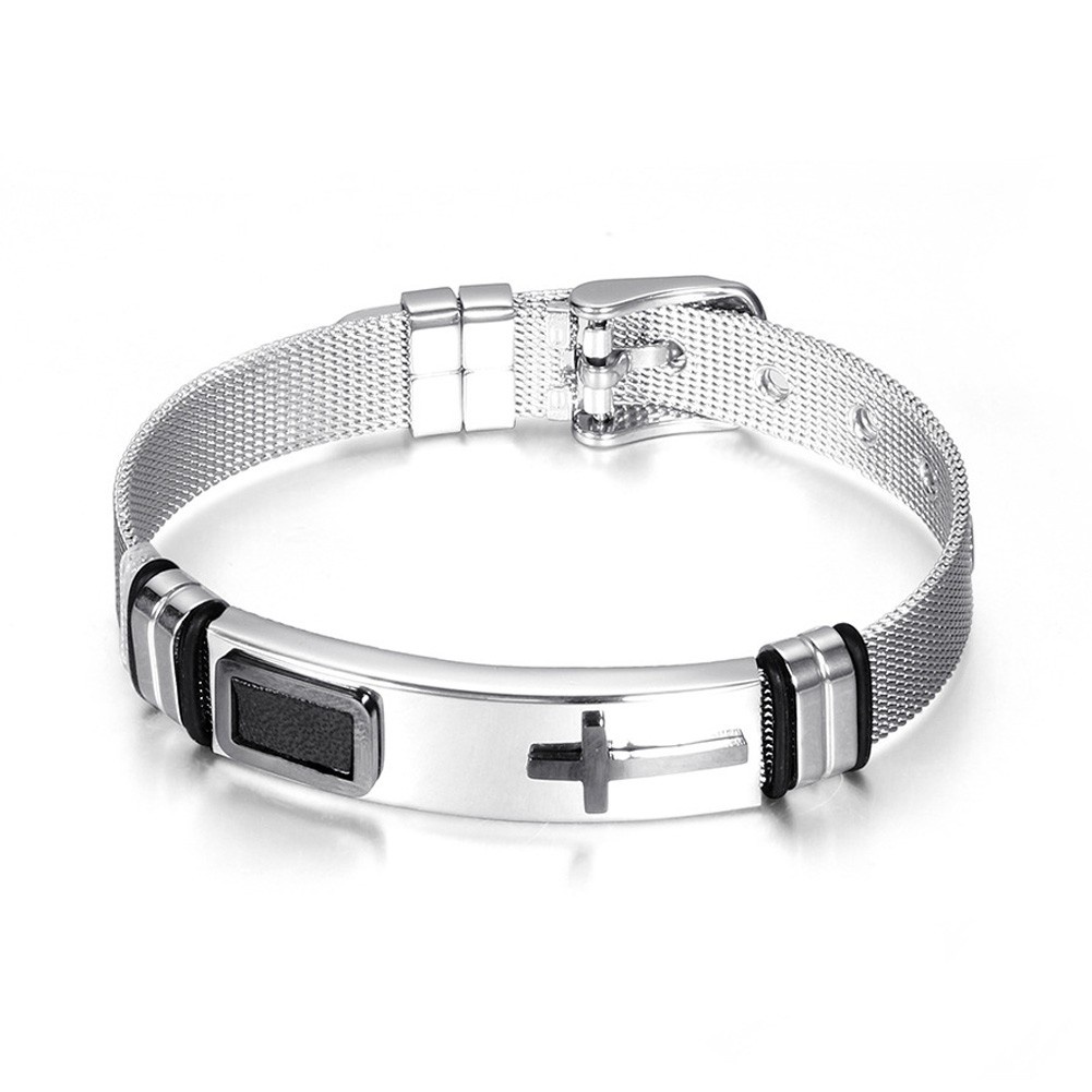Vòng Đeo Tay Bằng Thép Titan Màu Vàng Hình Thánh Giá Có Thể Điều Chỉnh 0614