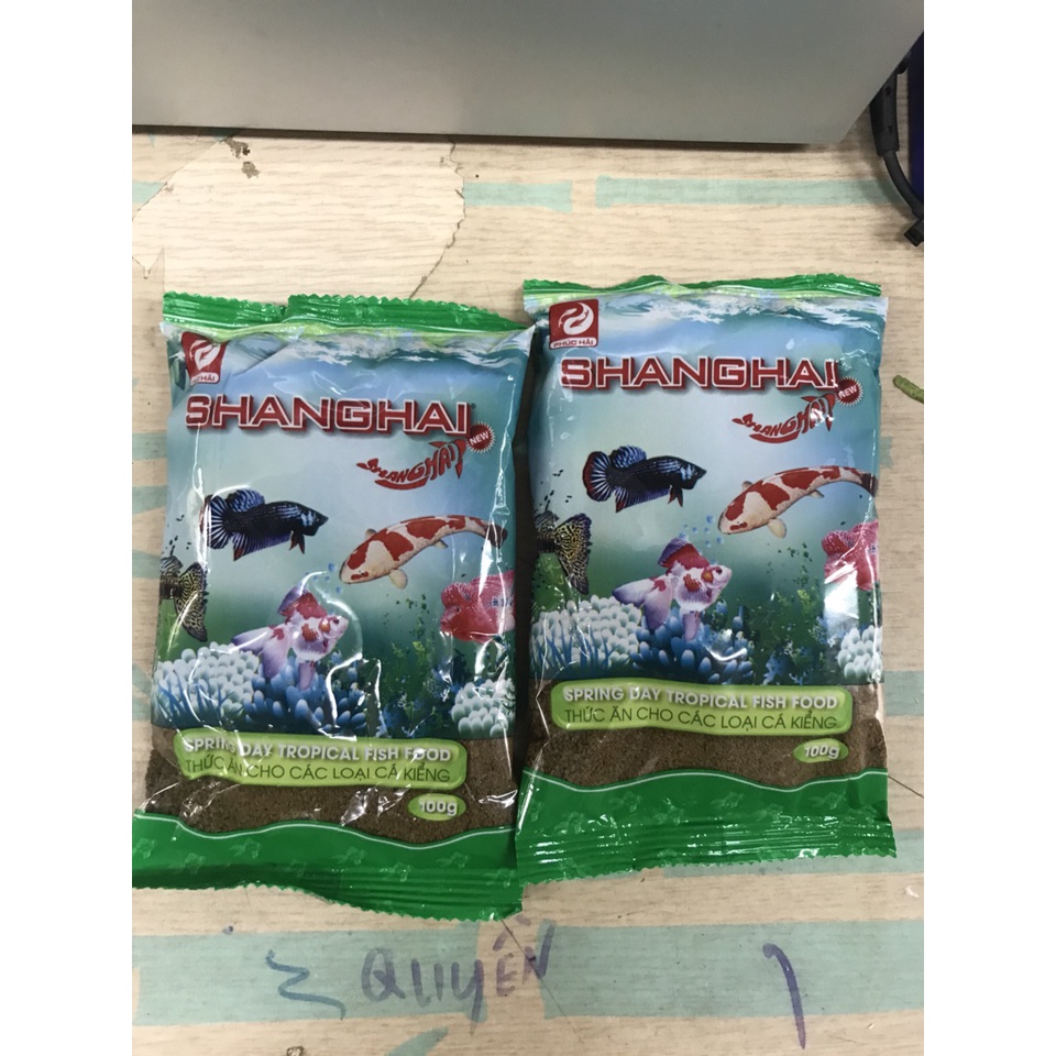 Gói thức ăn nổi cho các loại cá - Shanghai 100g-Cám Cá Hạt Tròn 1mm Chuyên Dùng Cho Cá Kiểng, Bảy Màu, Bình Tích, Cá KOi