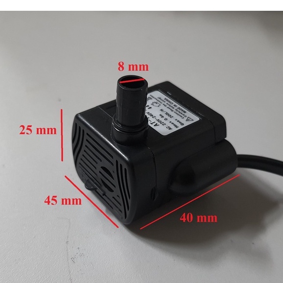 Bơm chìm 220V AT 1020 3W 200L/H không chổi than thích hợp cho hòn non bộ mini
