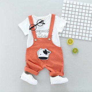 Bán quần yếm cho bé trai Yếm bò cho bé trai 1 tuổi Set yếm con bò sữa cho bé