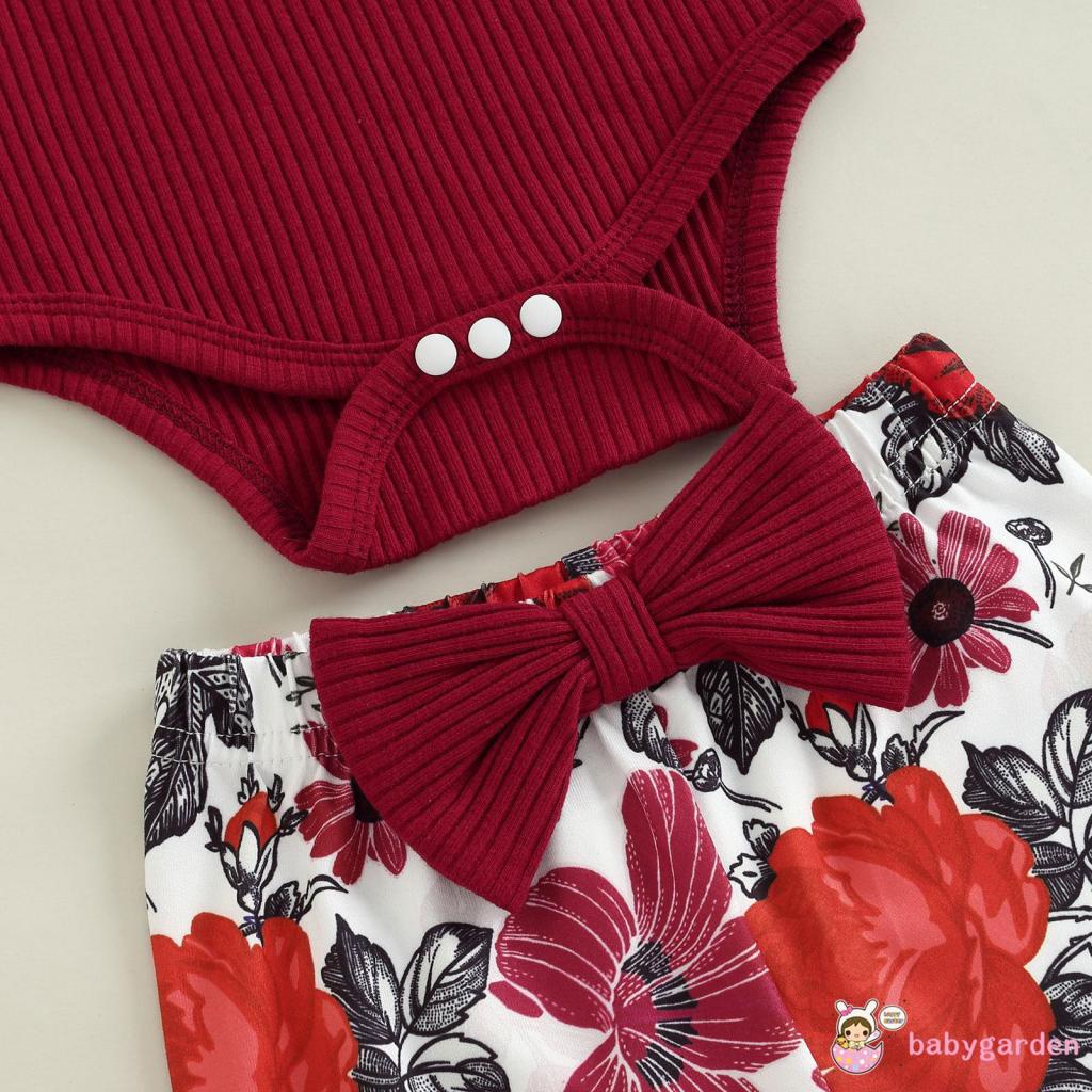 Bộ Áo Liền Quần Tay Dài Cổ Cao Màu Trơn + Quần Dài Ống Loe In Hoa + Băng Đô Cài Tóc Thời Trang Mùa Thu Cho Bé Gái 0-18 Tháng Tuổi