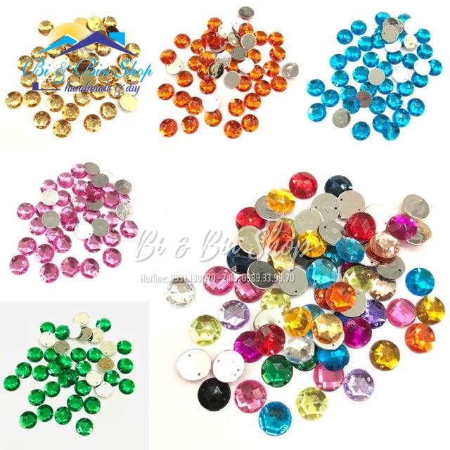 Sỉ Gói 720 Viên Đá Kết Tròn 15mm Đính Kết Trang Phục Thời Trang, Làm Phụ Kiện Handmade