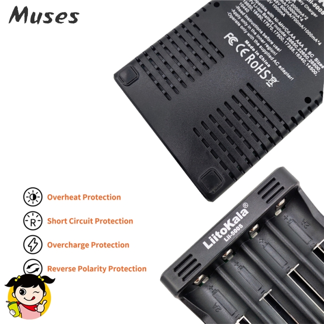 Bộ Sạc Pin LiitoKala lii-500S 18650 18650 26650 21700 AA AAA Muse07
