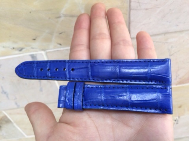 Dây Đồng Hồ Da Cá Sấu xanh dương size 18