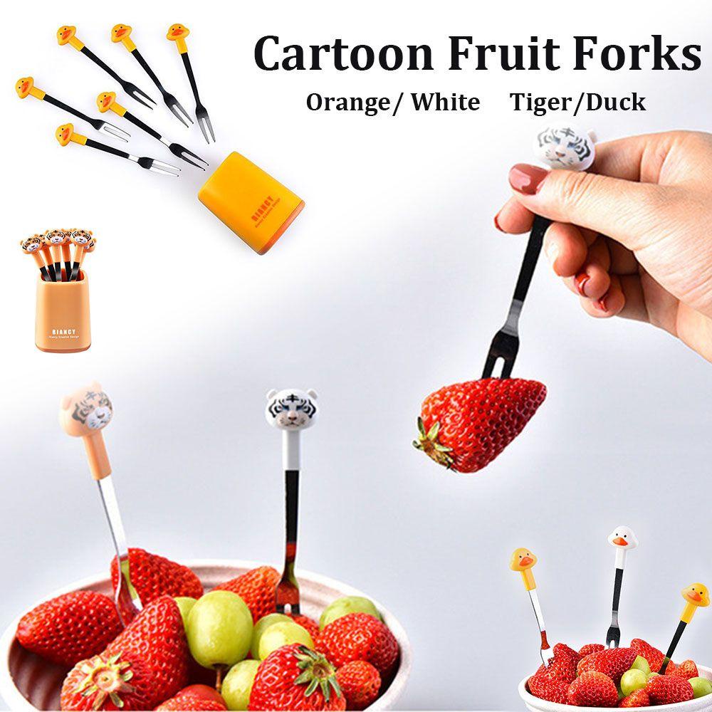 Nĩa Ăn Trái Cây / Tráng Miệng Bằng Thép Không Gỉ Hình Động Vật Hoạt Hình Cho Bé