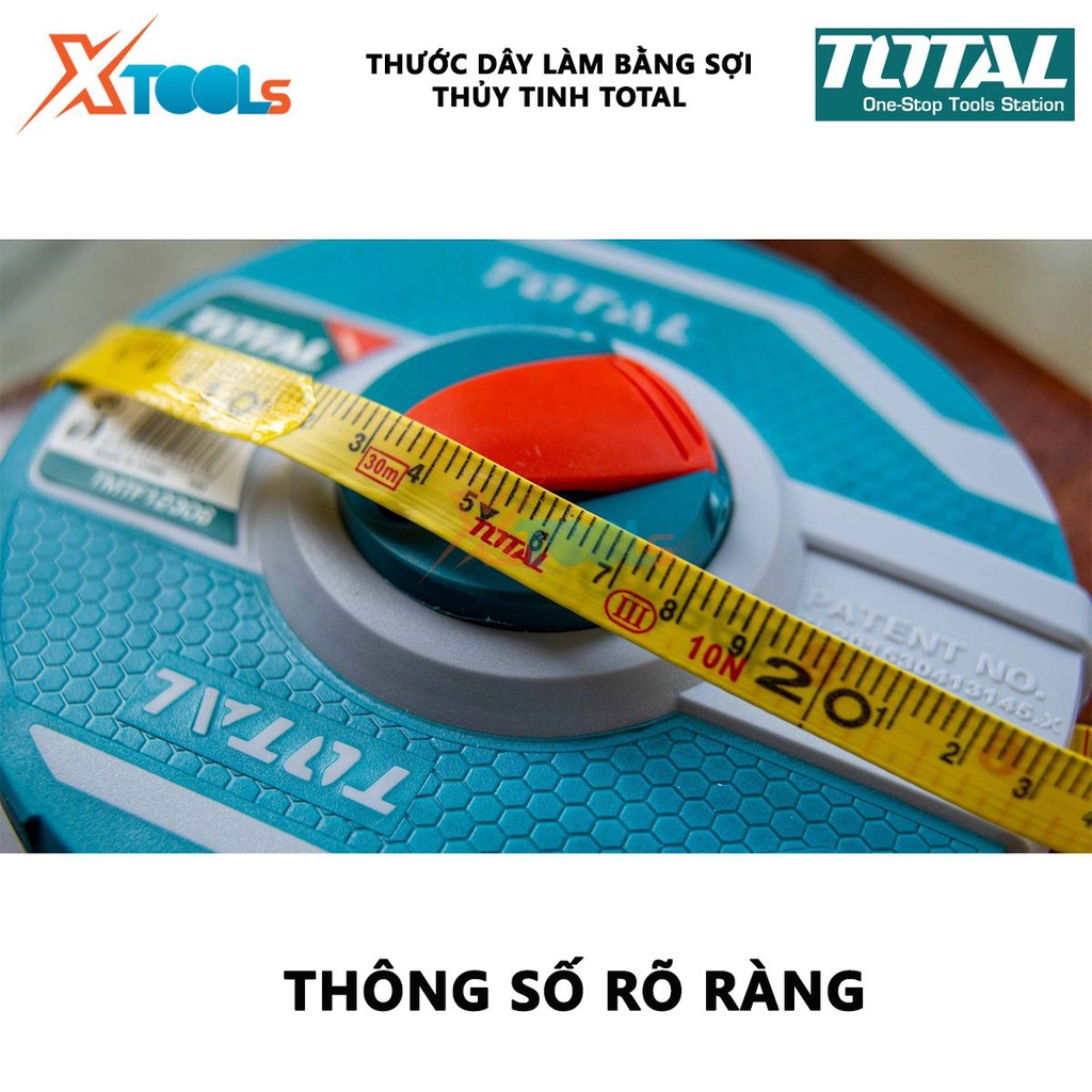 Thước dây sợi thủy tinh TOTAL |Thước dây làm bằng sợi thủy tinh Chiều dài: 20-30m