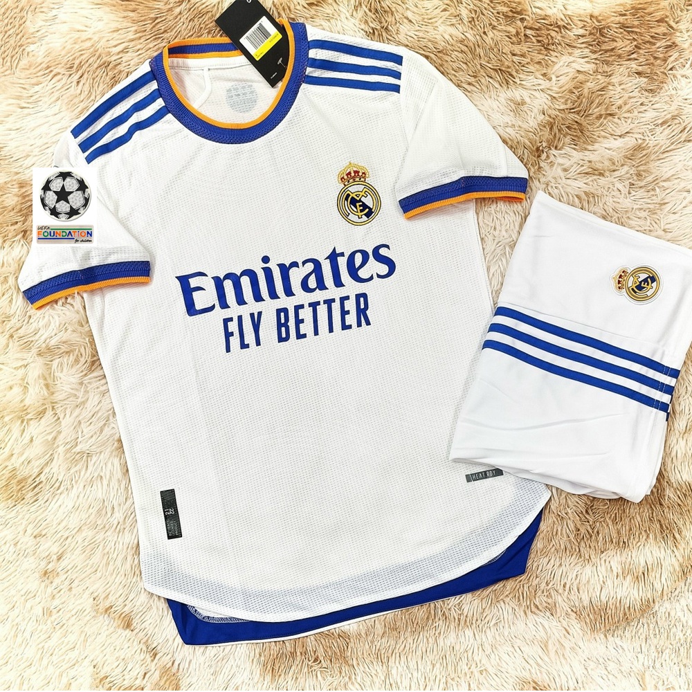 Bộ quần áo bóng đá CLB Real Madrid sân nhà màu trắng bản Xẻ Tà - Alex Sport