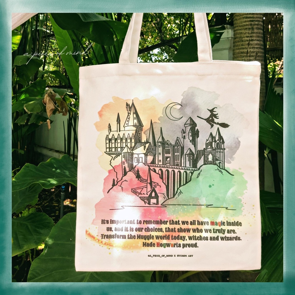 A PIECE OF MIND X HYUMIN FANART - Túi Vải Canvas Hoạ Tiết Độc Quyền HARRY POTTER Vừa A4, Laptop