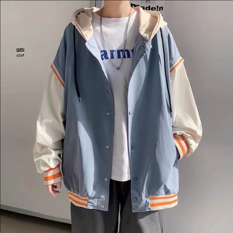 áo khoác 2 lớp unisex Thời Trang Hàn Quốc Đơn Giản Dành áo khoác bomber bóng chày  varsity jacket from rộng bomber jacket Nam Và Nữ