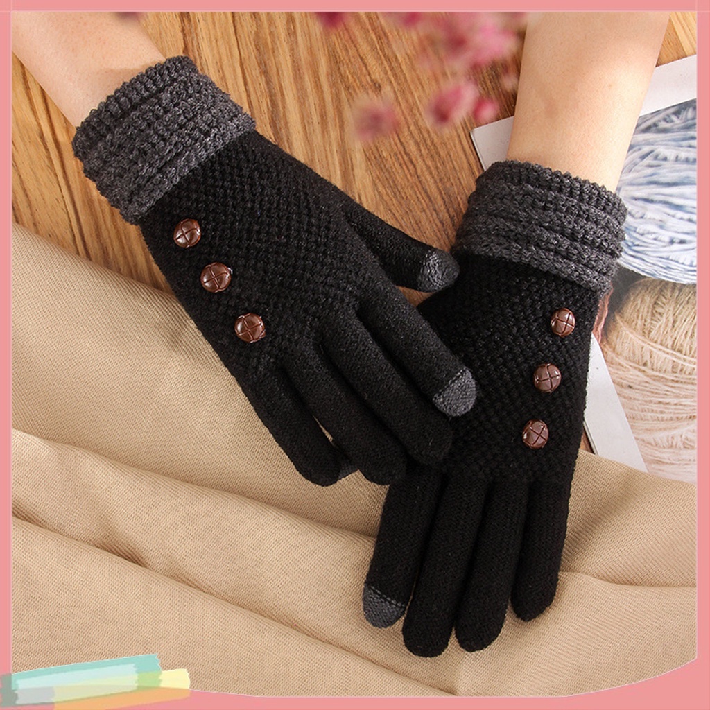 1 Cặp Găng Tay Bảo Vệ Ngón Tay Cảm Ứng Màn Hình Phối Màu Thời Trang Cho Nữ