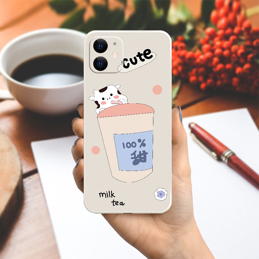 Ốp lưng OPPO A1K/A3S/A54/A94/F9/ ....dẻo cạnh vuông bảo vệ camera hình Milk Tea