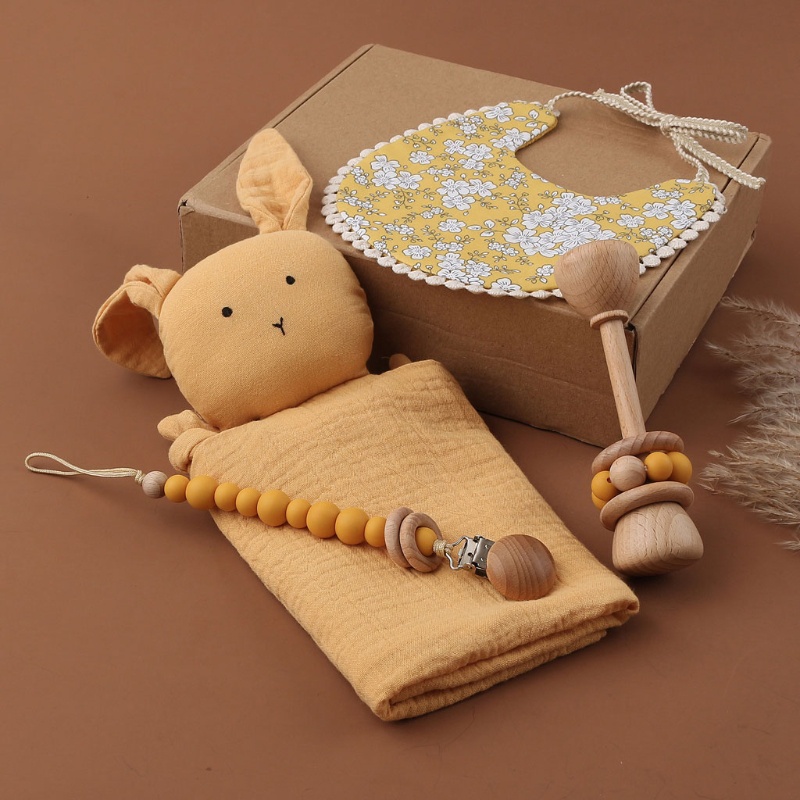 Set 4 Kẹp Ti Giả Kèm Khăn Lau Tiện Dụng Cho Bé Sơ Sinh